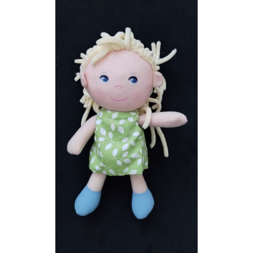 HABA ? Blonde Hair Blue Eyes Green Dress Blue Shoes Plush Doll